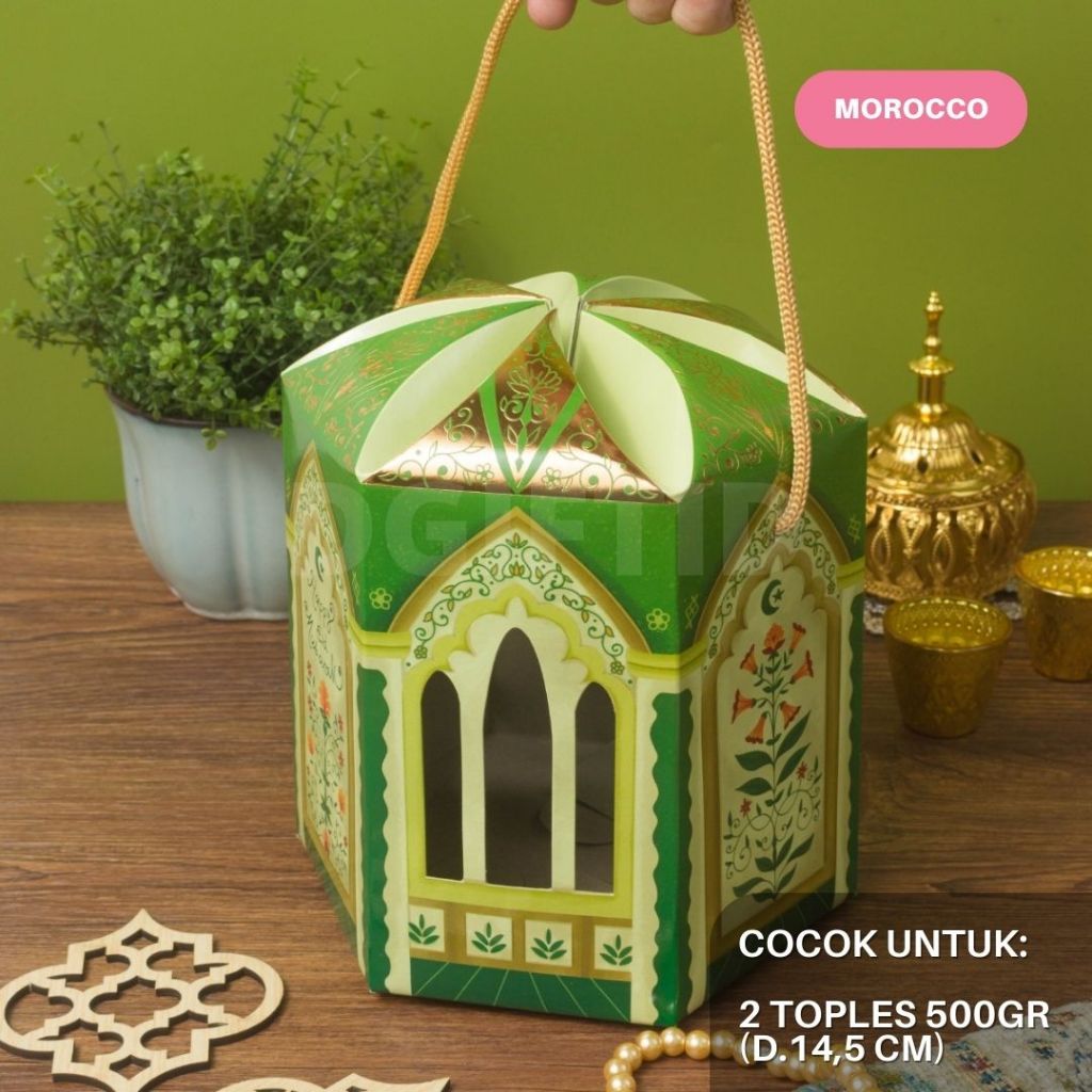 (5pcs)Box Hampers Kue Kering Parcel Lebaran Dus Kue Kering 2 Toples 500gr