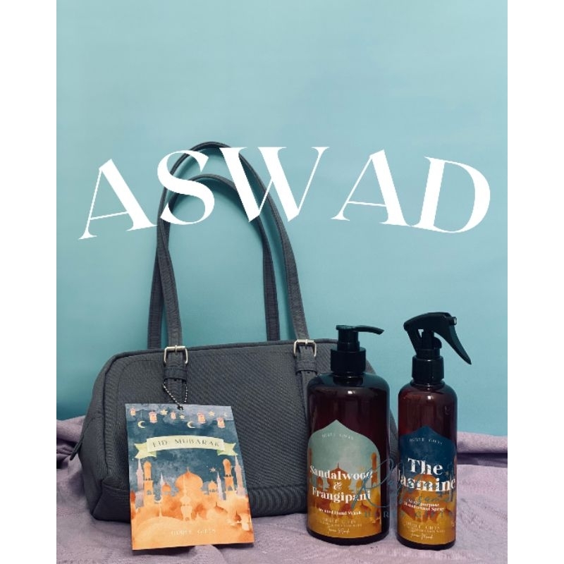 

ASWAD SET HAMPERS LEBARAN DUREE GIFTS BAGUETTE BAG SABUN CUCI TANGAN MULTIPURPOSE DISINFECTANT FREE GREETING CARDS AND SAJADAH TRAVEL PARCEL LEBARAN