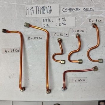 Pipa Tembaga Compressor Oilless / Kompresor Tanpa Oli Nepel 9mm VARIAN