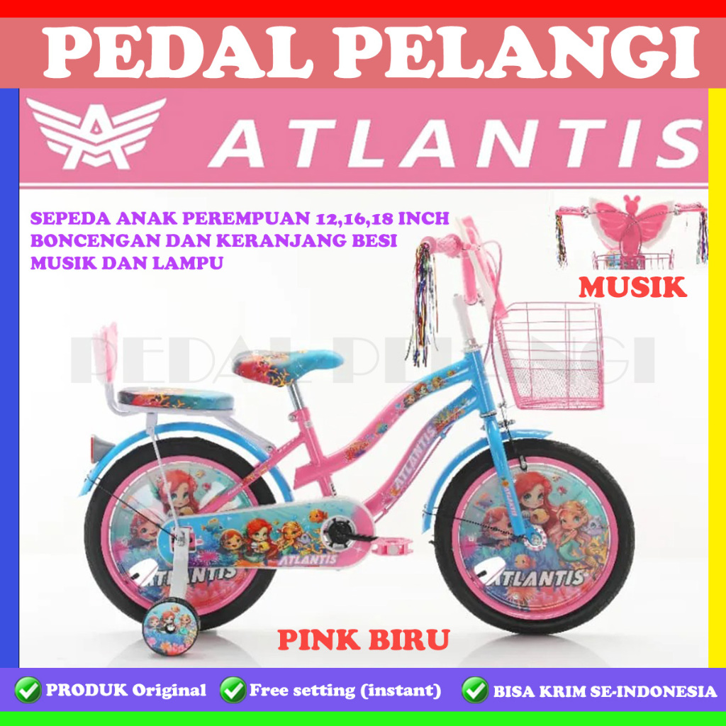 Sepeda Anak Perempuan Atlantis Bell Usia 2-8 Tahun