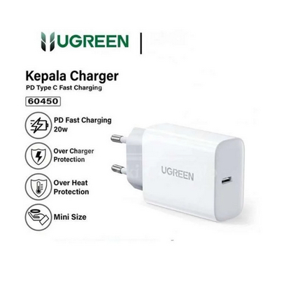 UGreen KEPALA Charger USB-C 20W PD WH - CD137 PN 60450 ADAPTER UGREEN 20W 1 PORT USB TYPE C