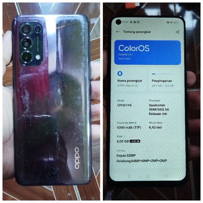 OPPO reno 5 5G minus lcd