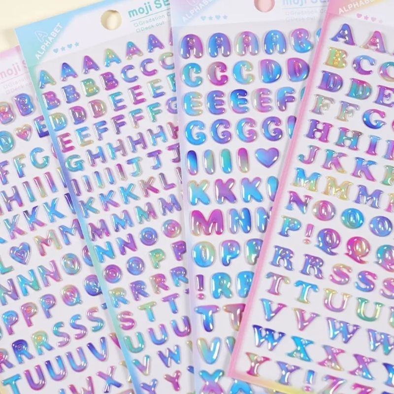 

stiker alphabet timbul rainbow pastel 3d
