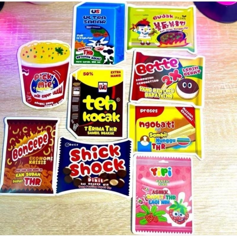 

9pcs amplop lebaran 3d snack makanan ringan lucu /amplop idulfitri 2025 plesetan nyeleneh