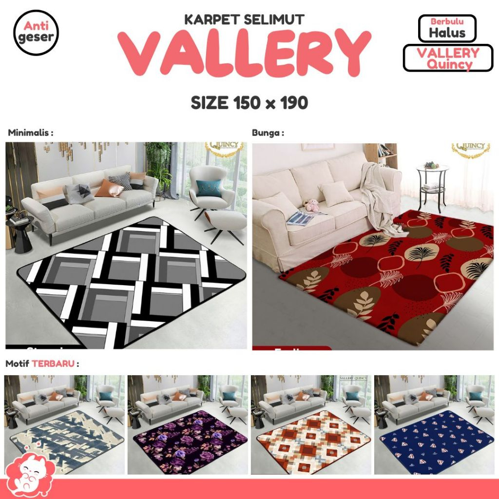 Karmut (Karpet Selimut) (150 x 190) VALLERY Quincy Anti Slip