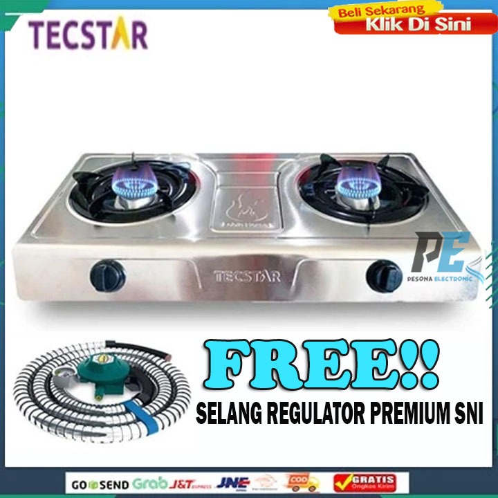 Kompor Gas 2 Tungku Tecstar TG 688 CSJ Bahan Stainless Steel PROMO KOMPOR FREE Selang Rg new