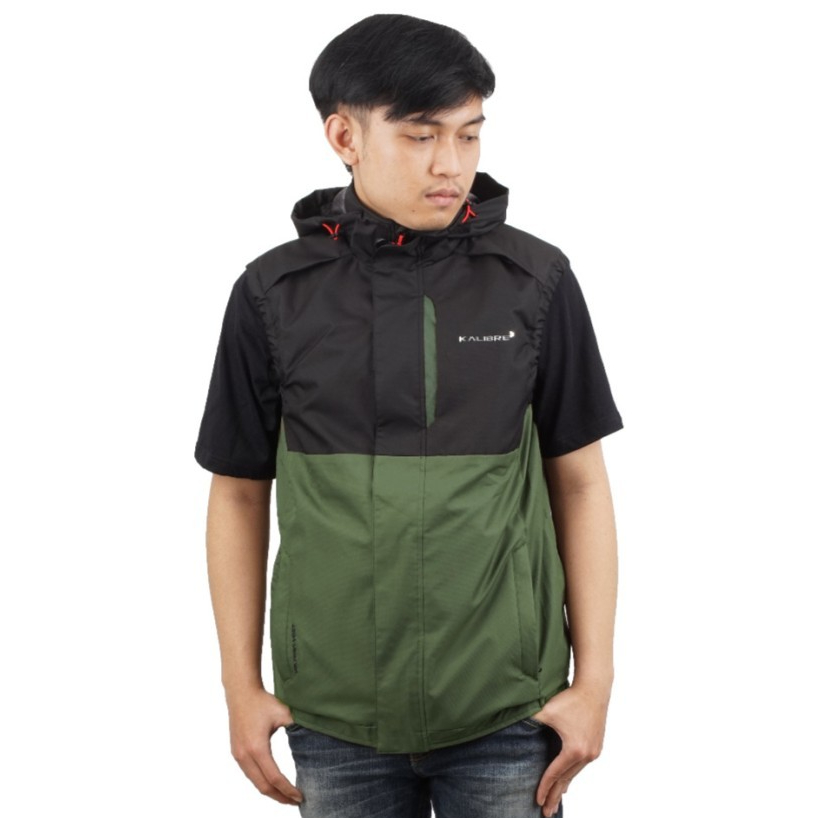 Rompi Kalibre Pria / Wanita 970411 Original Black Army Jaket Vest With Hoodie Windblock
