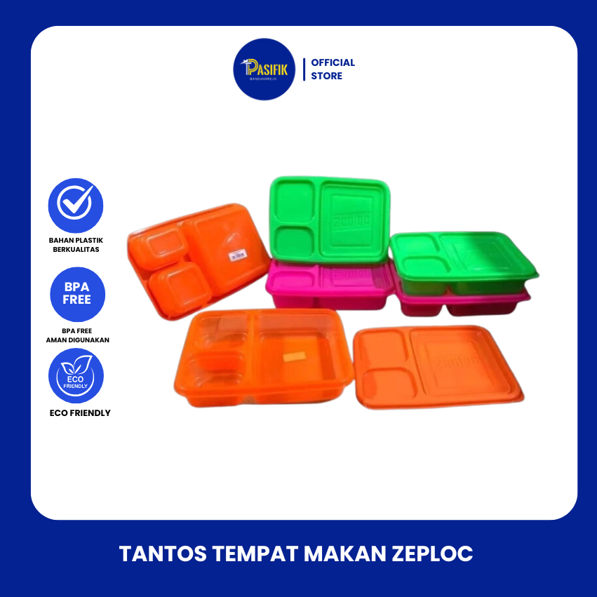 TANTOS TEMPAT MAKAN ZEPLOC / KOTAK NASI PLASTIK WARNA / TEMPAT MAKAN BEKAL MAKAN BOX MAKAN SEKAT