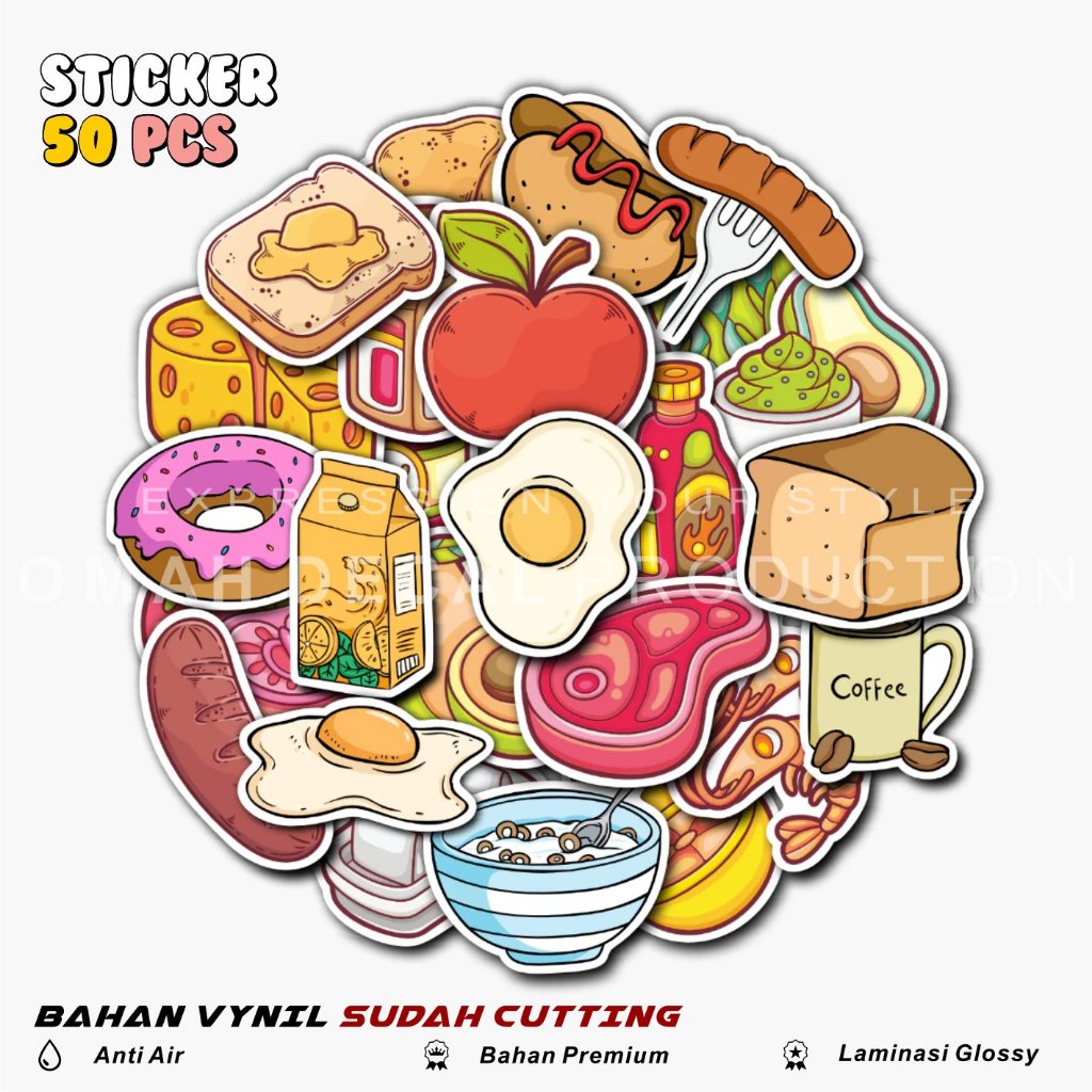 

STICKER PACK SARAPAN WATERPROOF STIKER AESTHETIC UNTUK LUNCH BOX LAPTOP CASE HP HELM STICKER CASE
