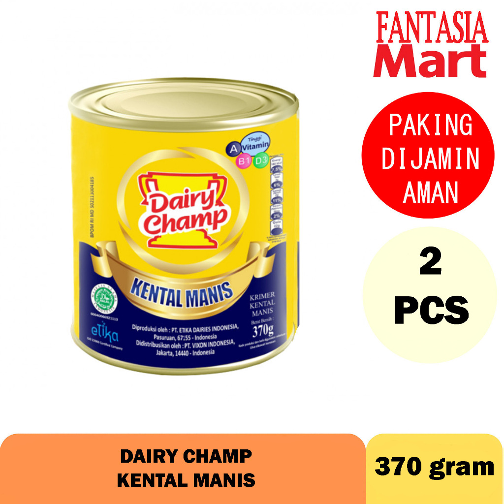 

DAIRY CHAMP SUSU KRIMER KENTAL MANIS TIN KALENG 370 GRAM PACK ISI 2 PCS FANTASIA DENGAN PAKING AMAN