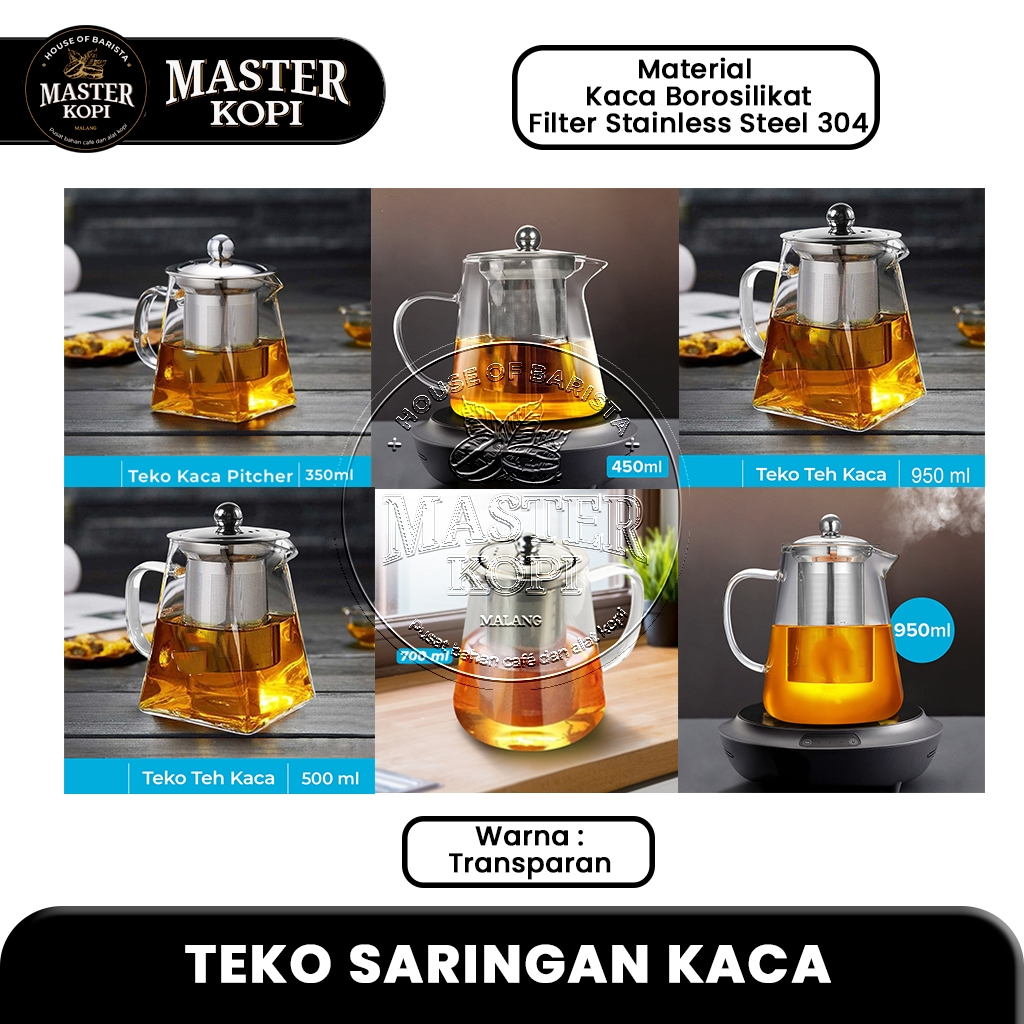 Teko Kaca Saringan Teh Tahan Panas Teapot Infuser Transparent - 1pcs