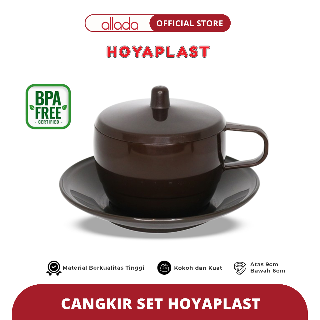Hoyaplast Set Cangkir Plastik (Tutup, Cangkir, Tatakan)