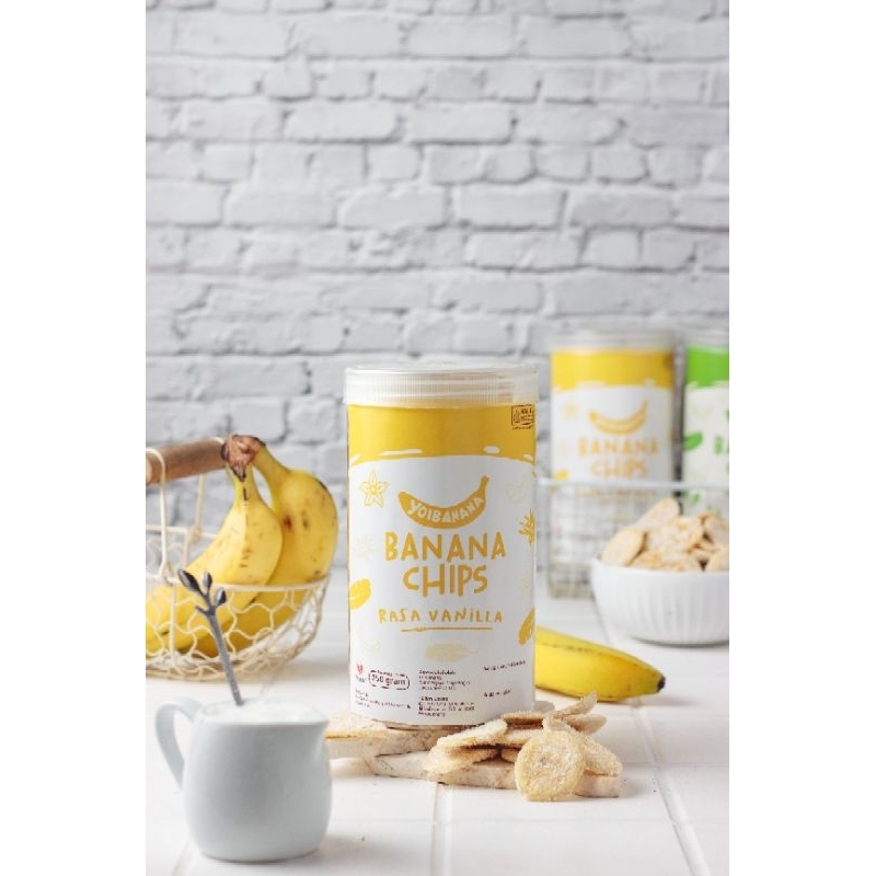 

Keripik pisang vanilla Yoibanana Chips kemasan Toples