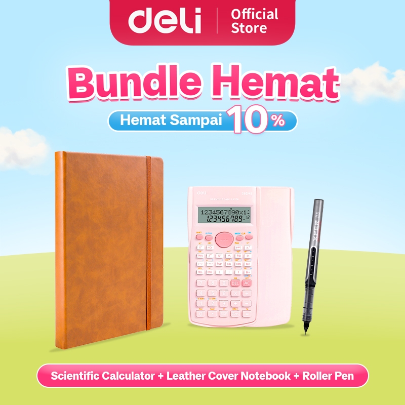 

Deli Bundle Hemat 6 / 1 Kalkulator Ilmiah, 1 Buku Catatan Sampul Kulit, 1 Pen Roller