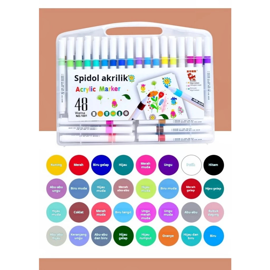 

Ay00! Spidol akrilik anak-anak non-transparan pena cat air khusus siswa kuas lukis seni pena warna