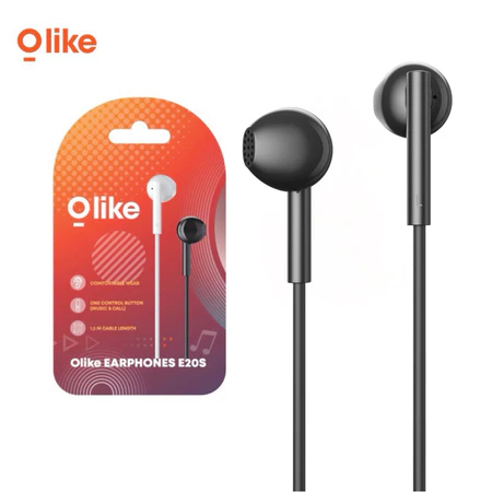 HEADSET HF EARPHONE OLIKE E20S STEREO WIRED SUPER BASS BLACK WHITE ORIGINAL