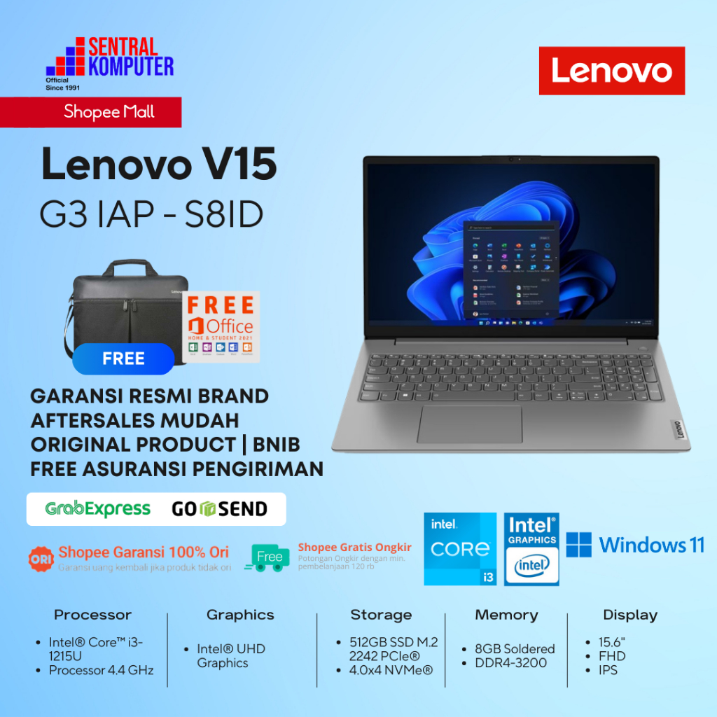 Lenovo V15 G3 IAP i3-1215U 8GB 512GB W11 OHS