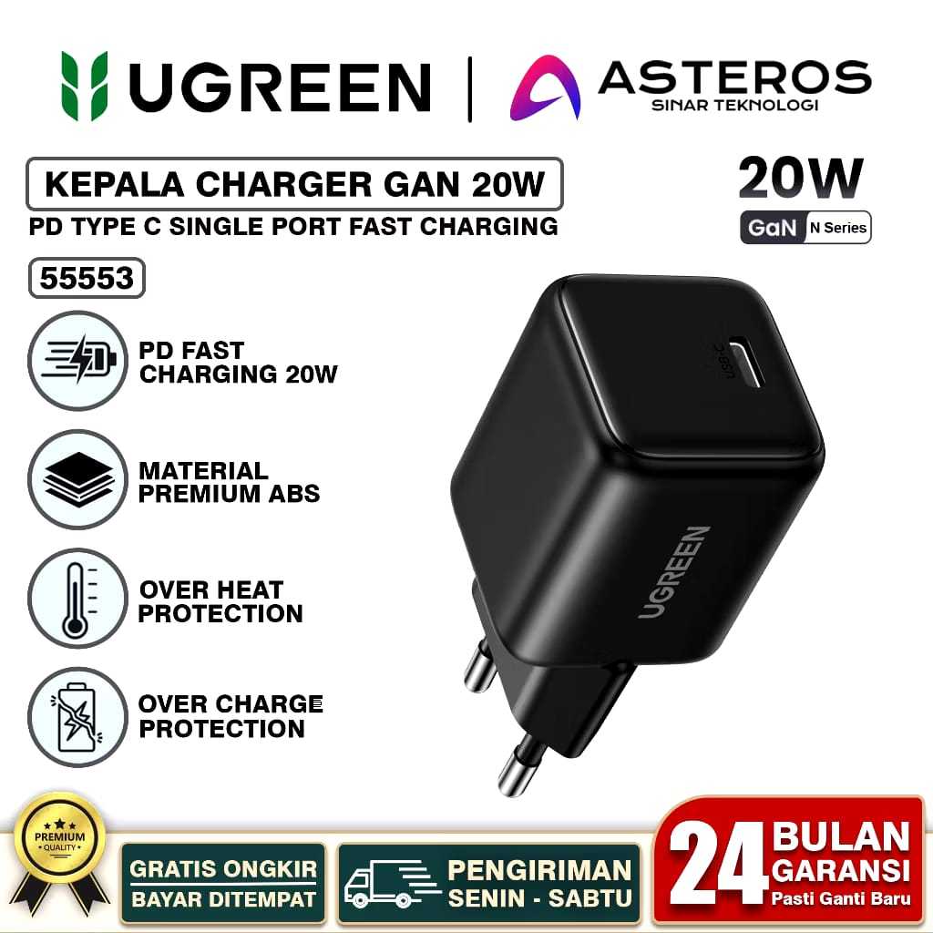 UGREEN KEPALA CHARGER IPHONE | SAMSUNG | ANDROID ADAPTOR CHARGER FAST CHARGING 20W