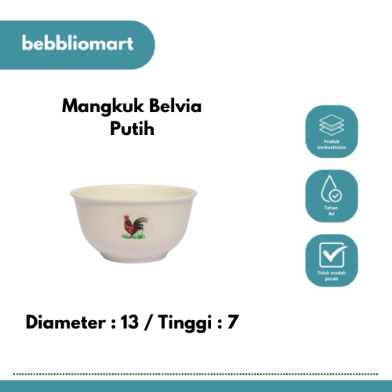 MANGKUK BELVIA PUTIH WANKY -Wadah Makanan Sajian Sayuran Lauk Pauk Mie Pencuci Mulut Penyimpanan