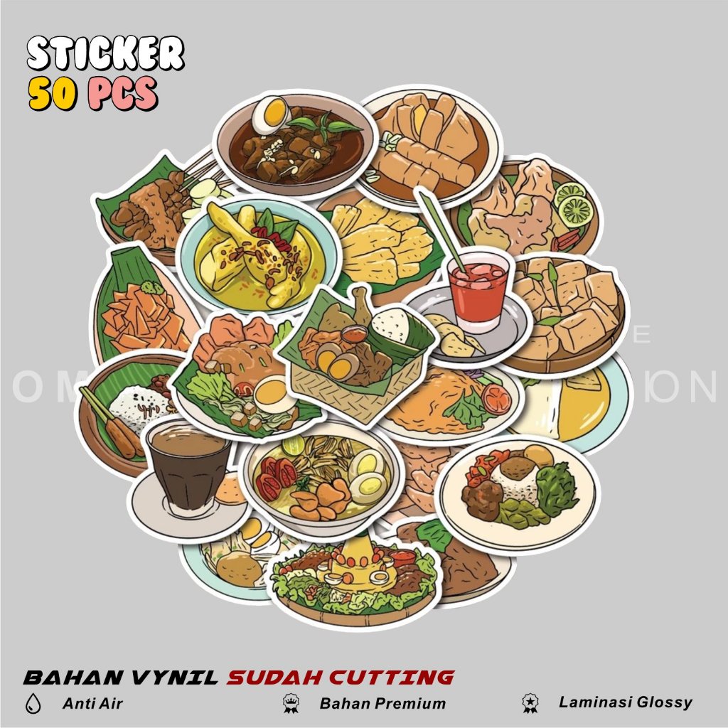

STICKER PACK MAKANAN TRADISIONAL WATERPROOF STIKER AESTHETIC UNTUK LAPTOP CASE HP LUNCH BOX STICKER CASE