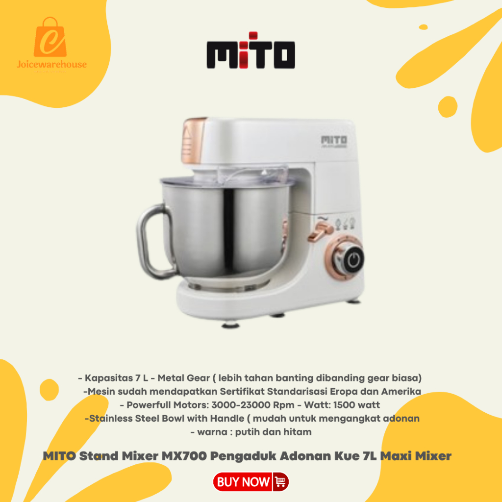MITO Stand Mixer MX700 Pengaduk Adonan Kue 7L Maxi Mixer