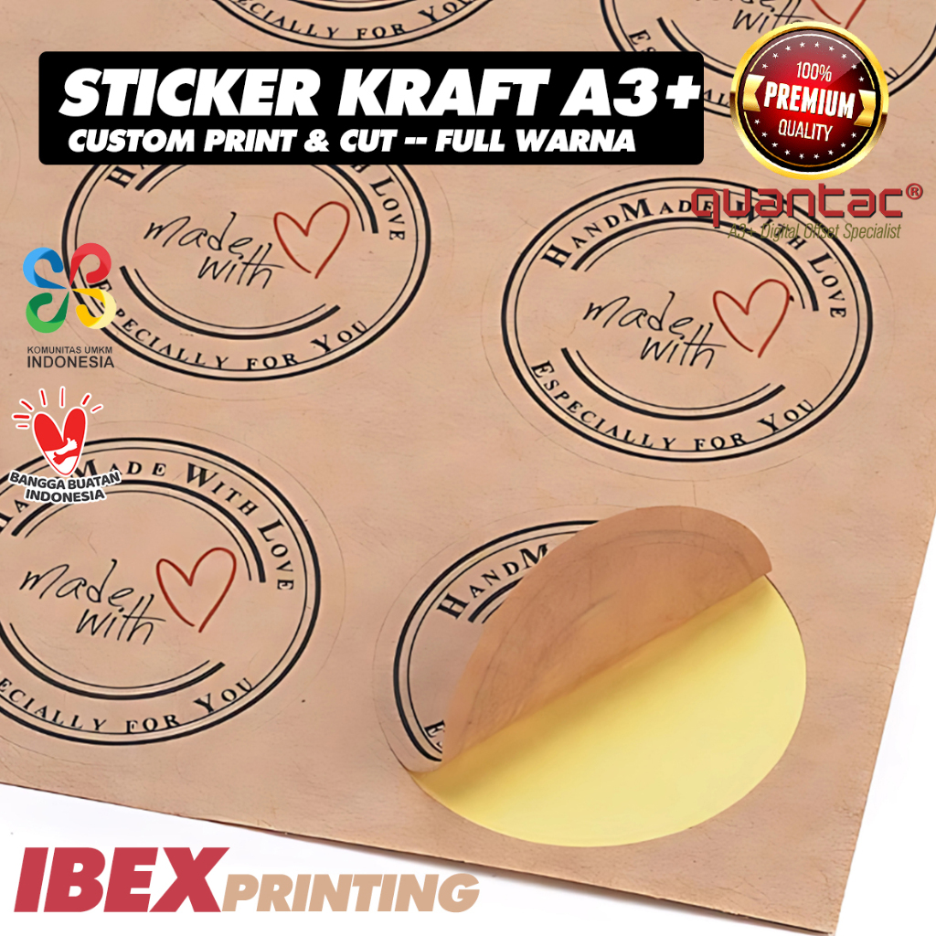 

Print Cetak Sticker Kraft A3+ KISS CUT Label Kemasan Skincare Kosmetik Makanan Minuman Kualitas Premium Bebas Custom Gambar Bentuk