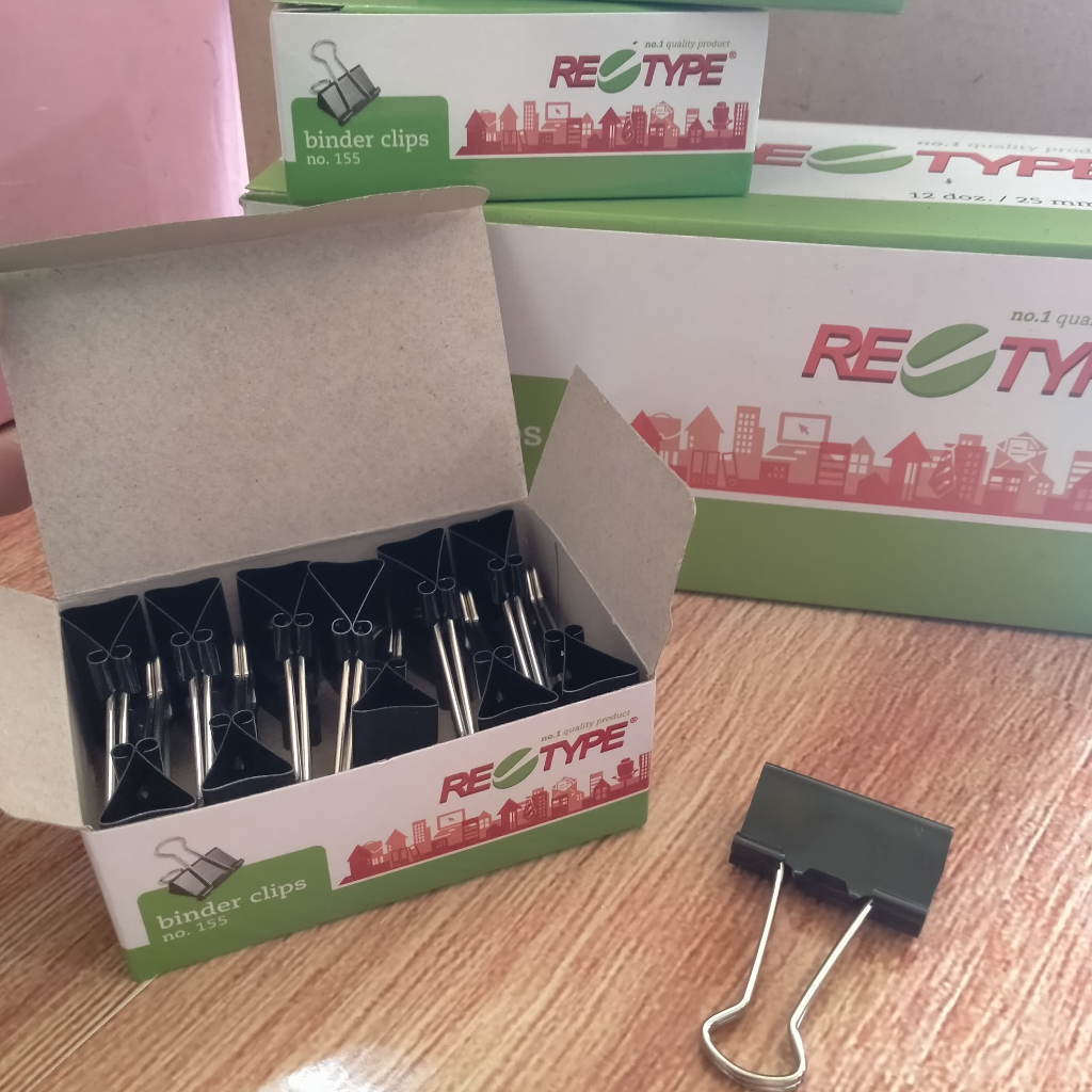 

1 pak isi 12 RE Type Binder Clips No.155 Murah Grosir Klip kertas