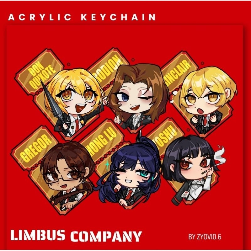 [Limbus Company] LCB Sinners Keychain Pt. I by Zyovi.06 - Ryoshu, Rodya, Don Quixote, Gregor, Sincla