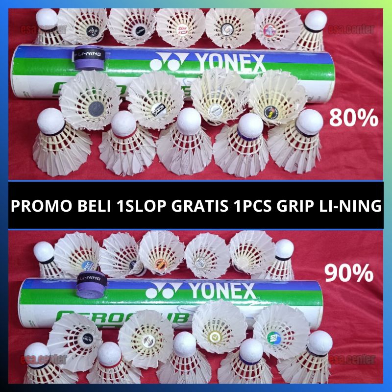 PROMO / 12 .PCS SHUTTLECOCK GRATIS 1GRIP LININg GP 200 / KOCK BEKAS / KOK SECOND GRADE A+ A B C SUPE