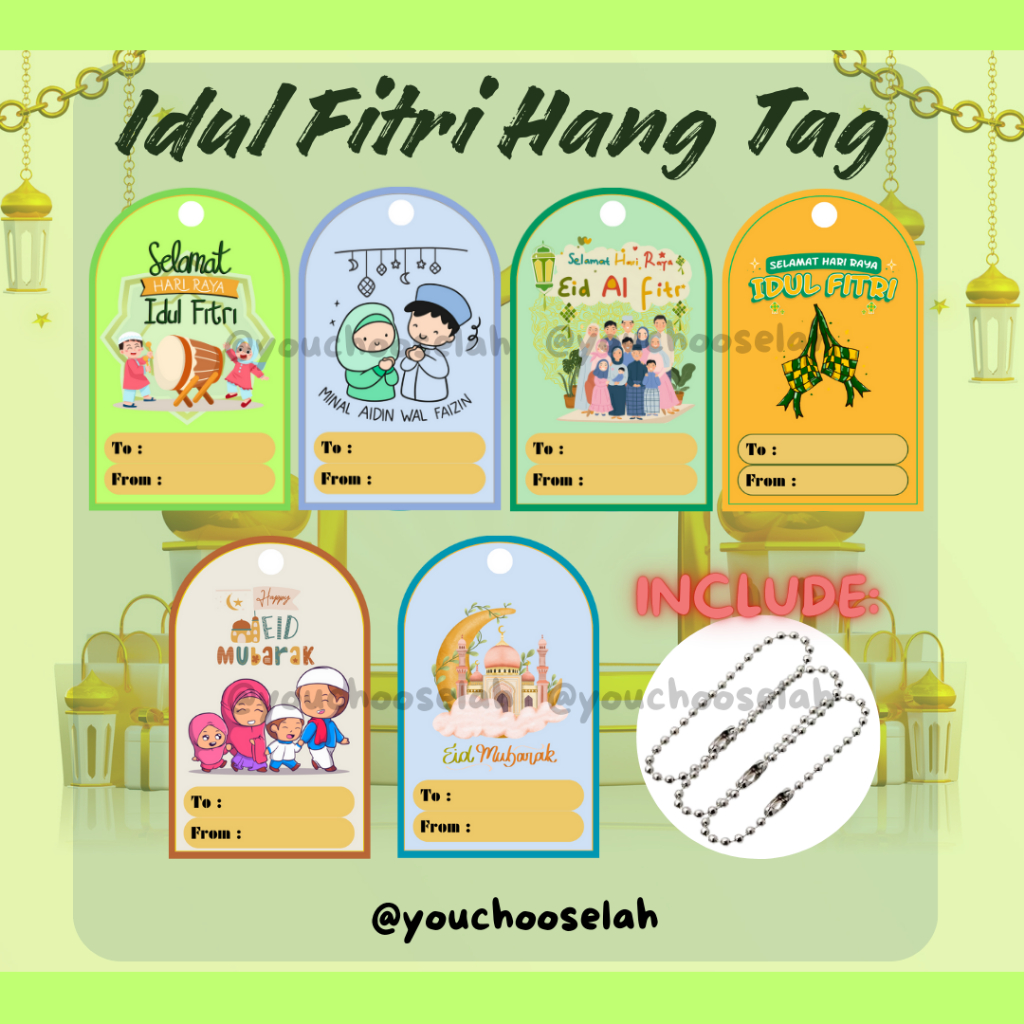 

[BISA MIX] Hang Tag Label Hadiah Kado Hampers Idul Fitri / Lebaran uk 5x8cm