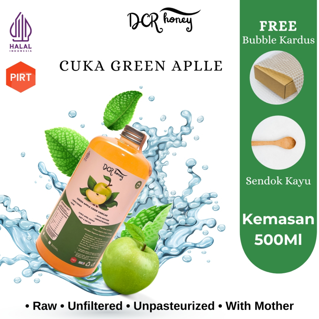 

DCR Honey - Cuka Apel Hijau 500ml Green Apple Cider Vinegar Sari Apel Cuka Apel Organik Original Asli Cider Vinegar With Mother