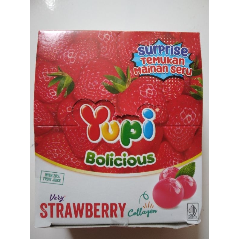 

Yupi Bolicious Rasa Strawbery Kemasan 1 Box isi 24 Pcs