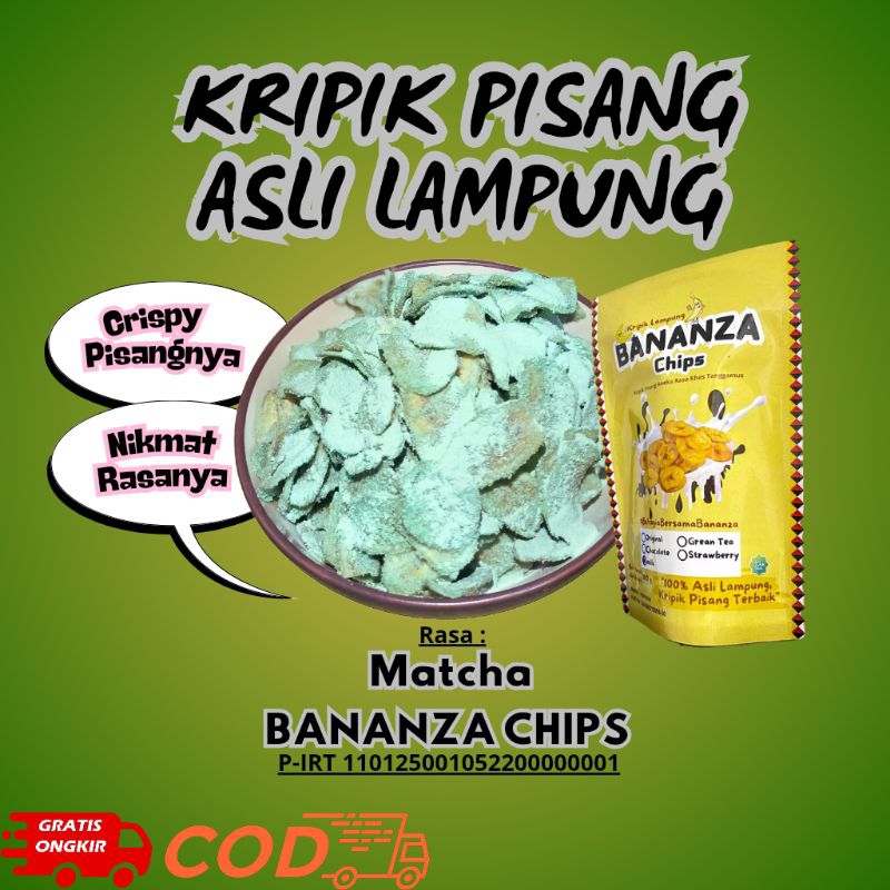 

kripik pisang Bananza chips Asli Lampung Rasa Matcha