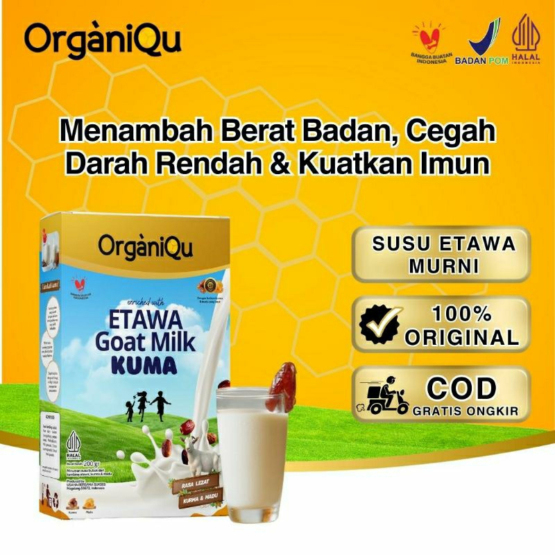

[OrganiQu] Etawa Goat Milk KuMa Kurma dan Madu 200gr Susu Kambing Bubuk