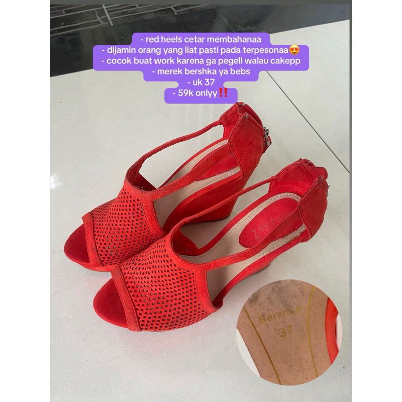 Preloved Bershka High Heels Red / Merah 100% Ori