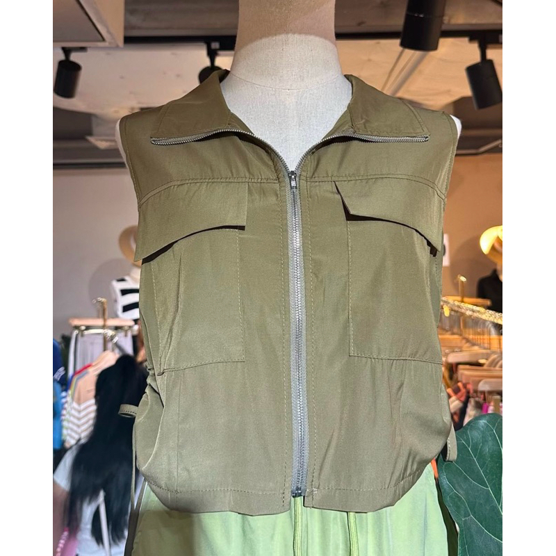 Cargo top blouse army atasan zipper