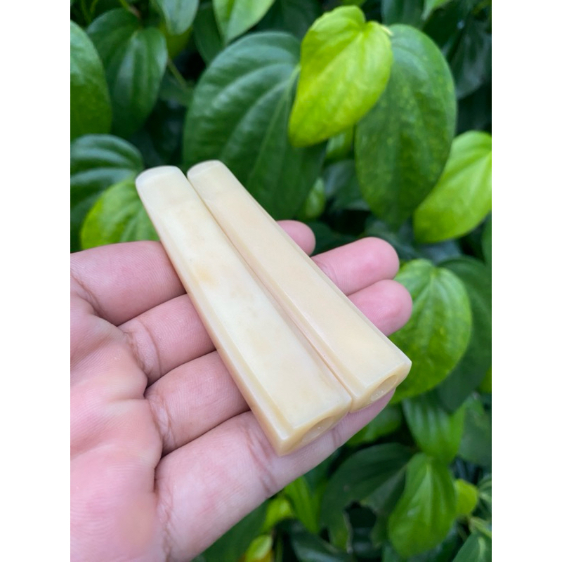 once pipa tulsap model GG panjang 8-9 cm warna kuning gading lubang multifungsi