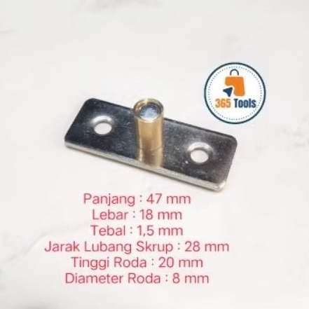 Roda Bawah Rel Pintu Rumah Sliding 8 mm (Roda KUNINGAN) - Pen Pin Guide Rel Geser