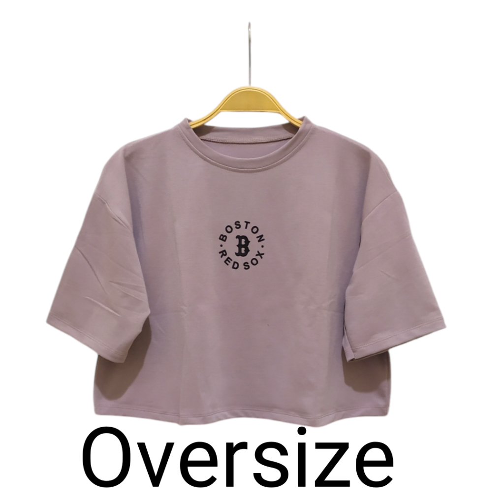 Kaos Crop Top Oversize Ld 120 Jumbo Atasan Wanita Terbaru Lengan 3/4