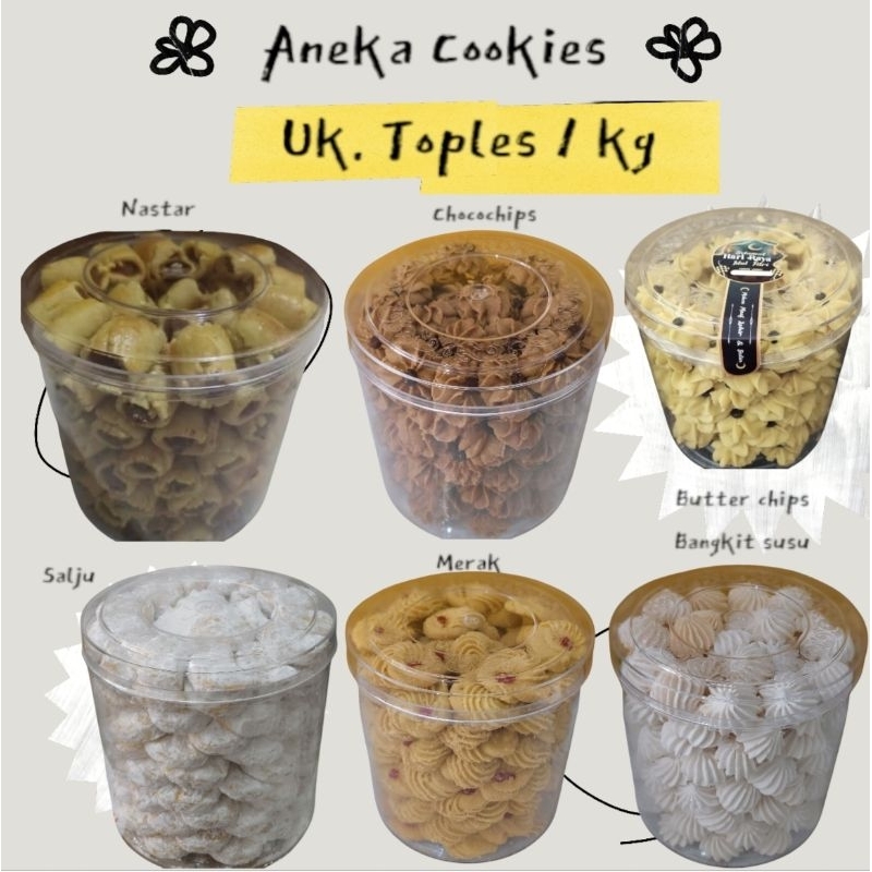 

Aneka kue kering kemasan toples 1kg /cookies premium