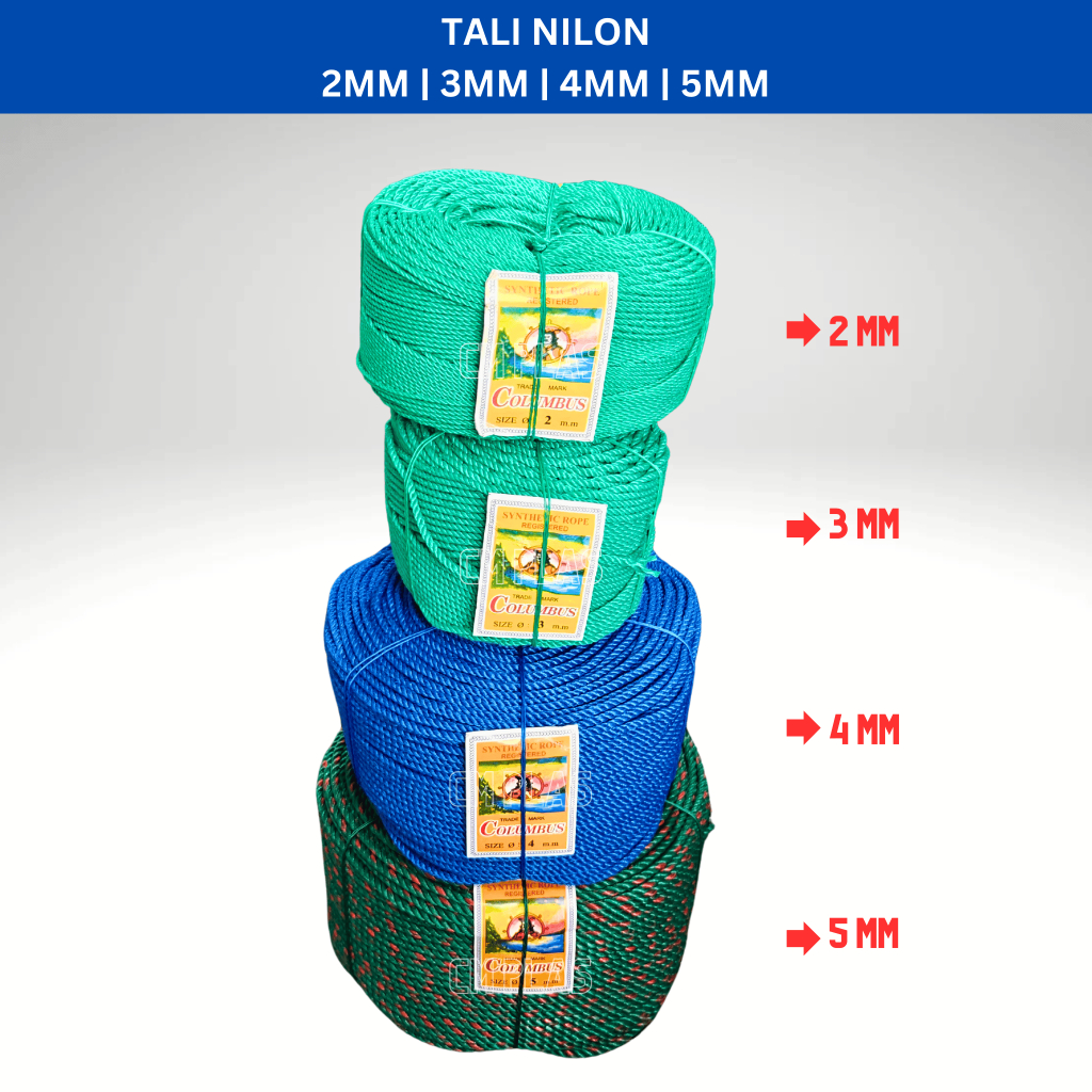 Tali Nilon / Tali Jemuran / Tambang Colombus 2mm, 3mm, 4mm, 5mm
