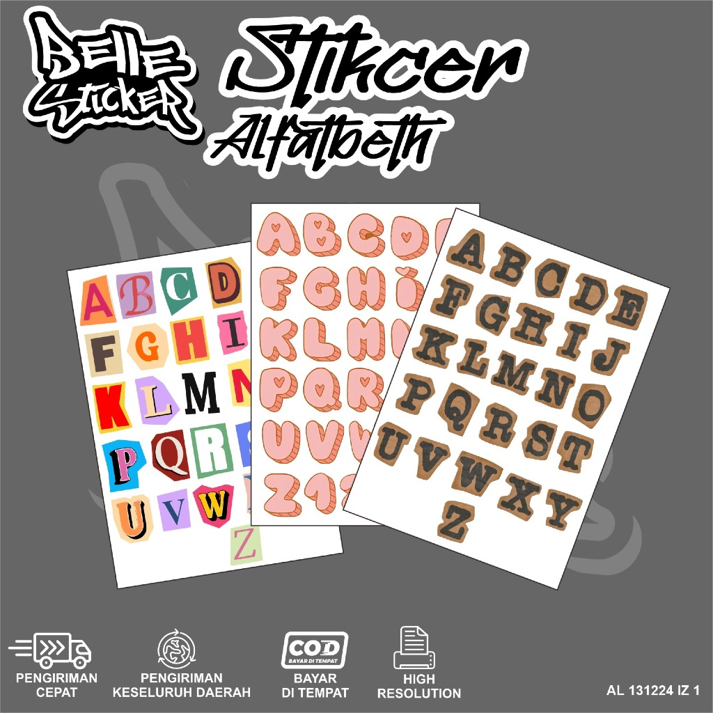 

Stiker Alfabet Huruf A-Z Stiker Dekorasi Scrapbook Aesthetic Waterproof untuk Laptop Motor dan Helm