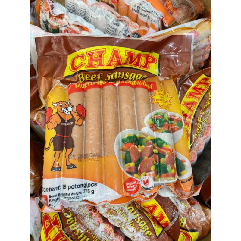 

Champ sosis sapi 375g isi 15 kirim instan