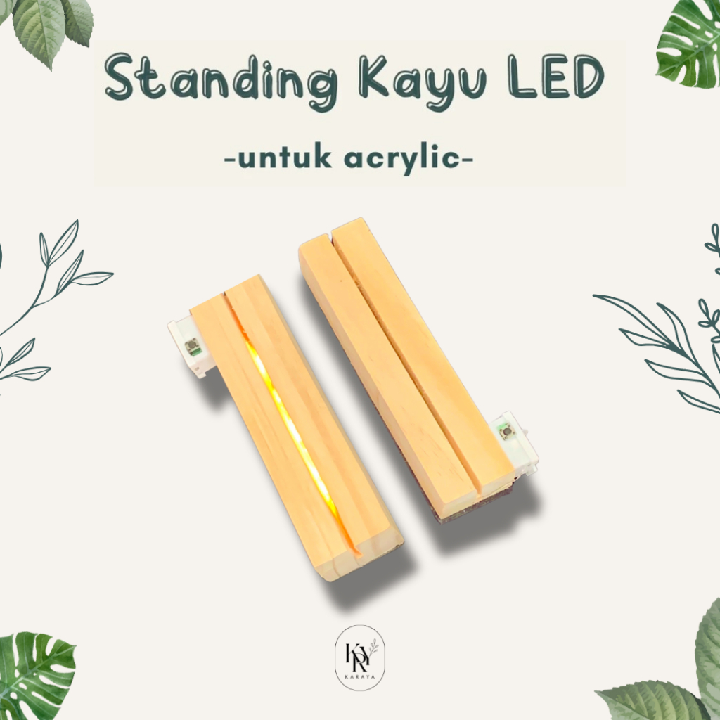 Stand Kayu LED Tatakan Kayu LED Tag Holder Kayu Lampu Tidur Akrilik Karaya Kreatif