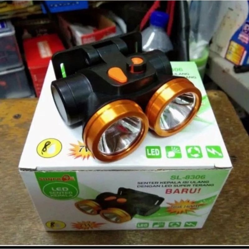 SENTER SUNPRO SL-8306 LED SENTER KEPALA JARAK 1400M / FREE BOHLAM