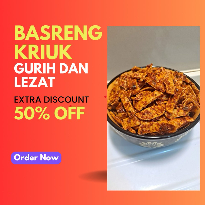 

Basreng kriuk gurih pedas original asin daun jeruk 250 gram