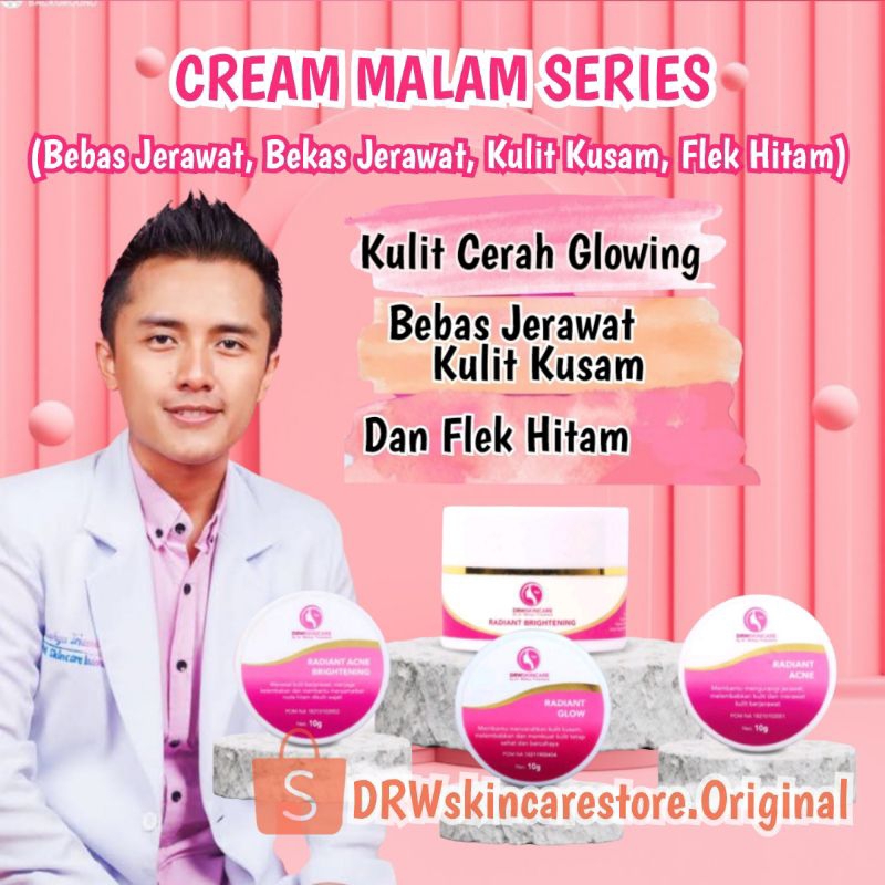 Drw Skincare Cream Malam kulit Kusam Jerawat Bekas Jerawat Flek Hitam Bpom Original Pouch glossy