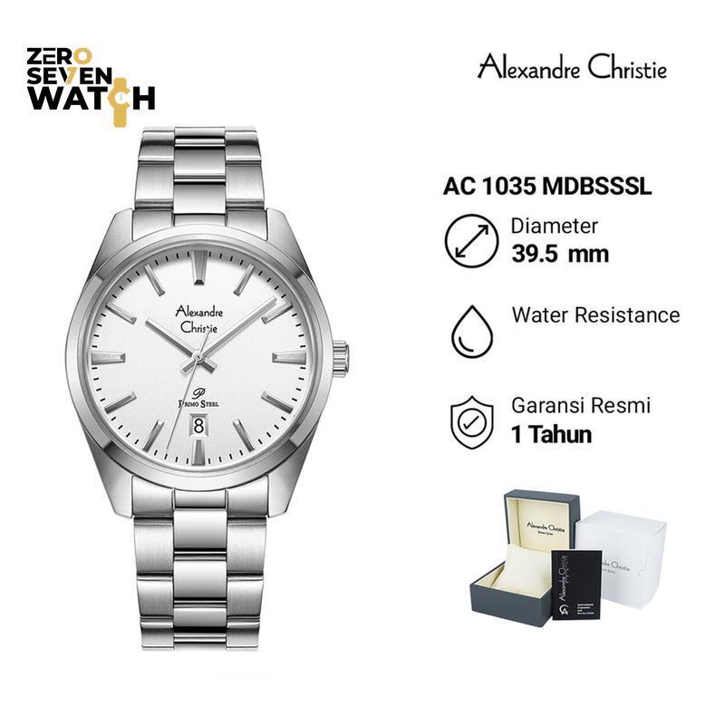 [Best Seller] Jam Tangan Pria Alexandre Christie AC 1035 AC1035 Original Stainless - Silver White