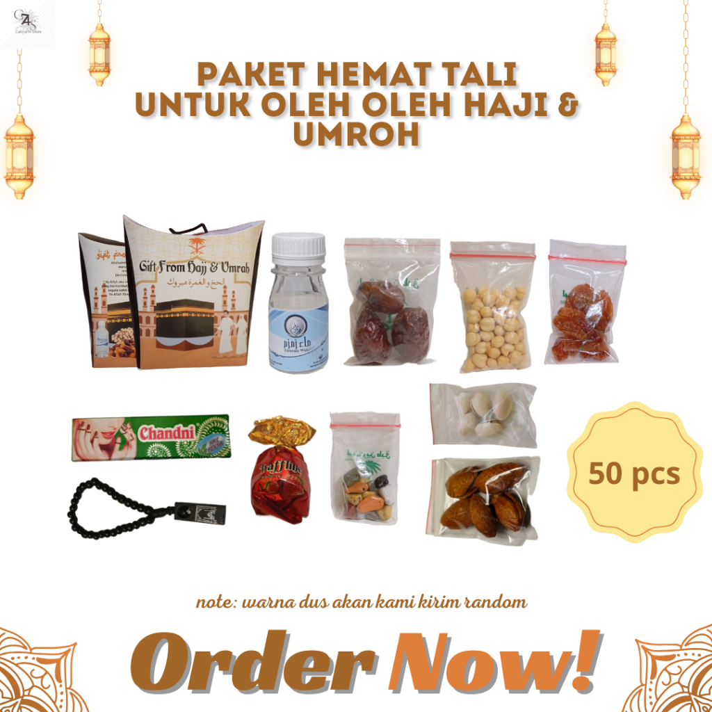 

50 pcs paketan hemat tali untuk oleh oleh haji dan (umroh isi air zamzam 50 ml)