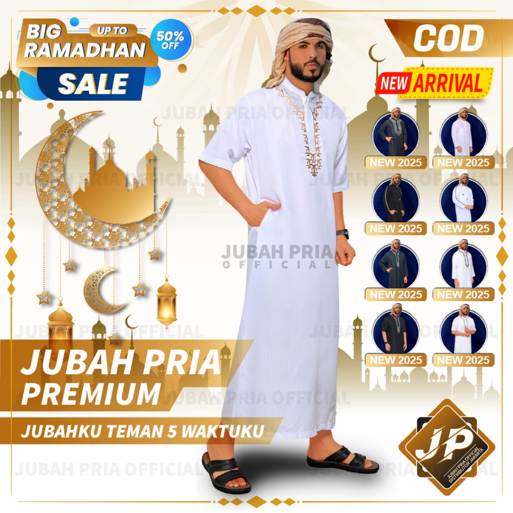 Jubah Pria Gamis Pria Cowok Laki Laki Dewasa Lengan Panjang Terbaru Al Haramain Baju Jubah Putih Pri
